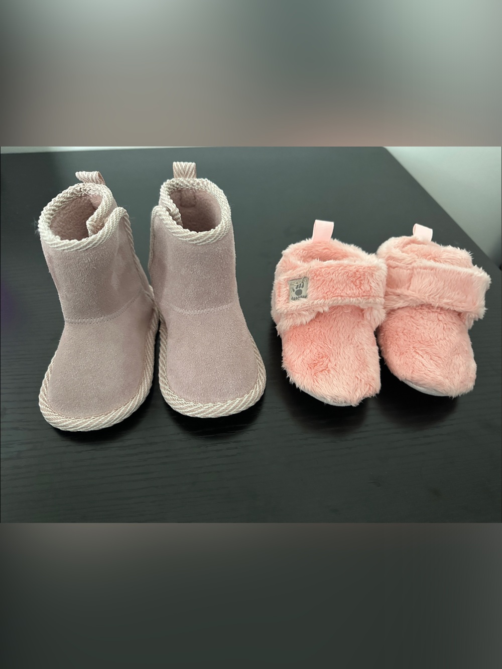 2 pairs of baby Bearpaw shoes 3-6m and 6-12m